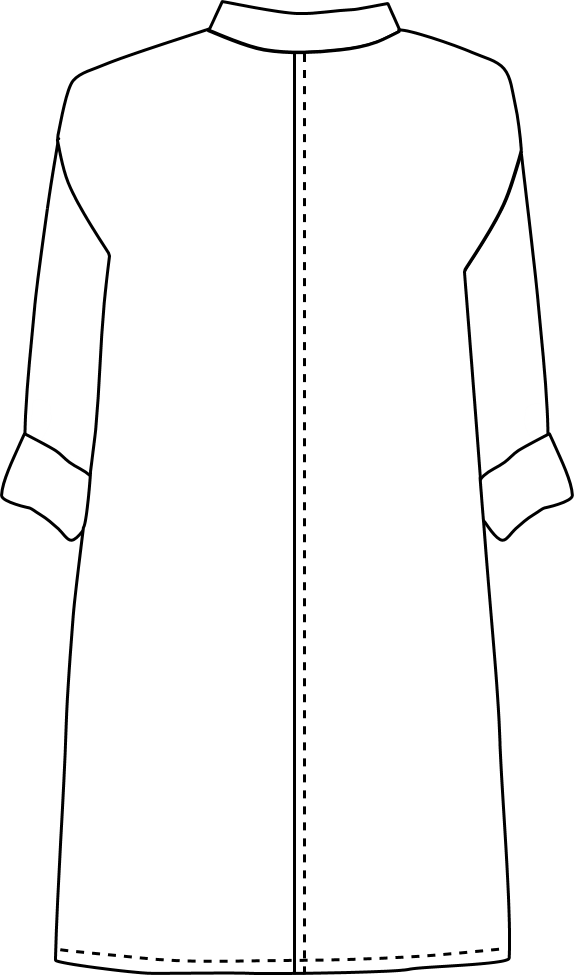 Robe Joan, dessin technique vu de dos