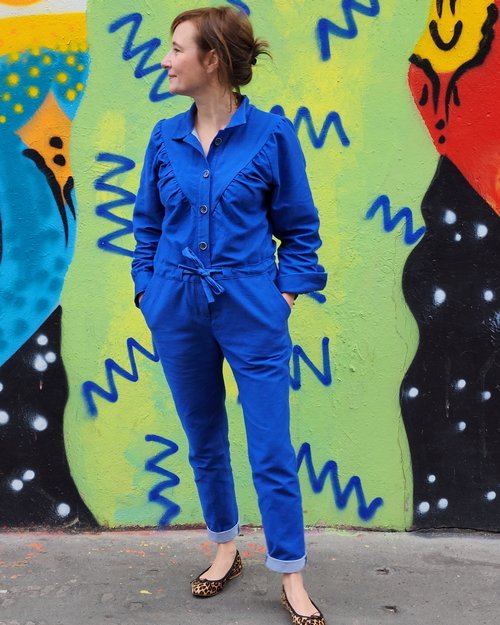 Combinaison Lux en denim "bleu de travail" @amandinechadessolier