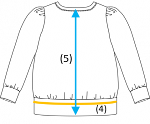 Tee-shirt Billie, mesures du vêtement fini (avec ampleur) suite