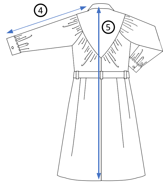 Robe Chrissie, mesures finies dos