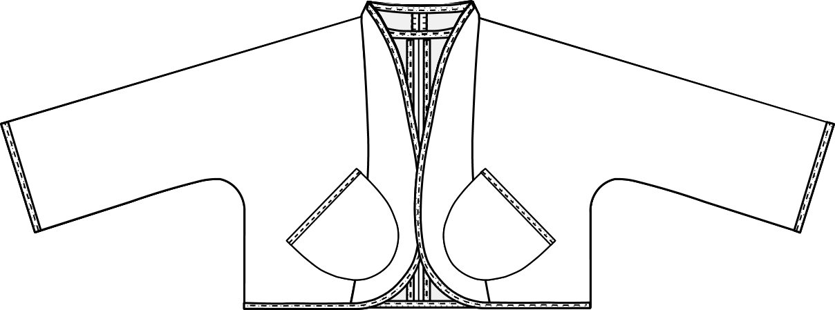 Sketch devant de la veste Tina avec poche plaquées obliques