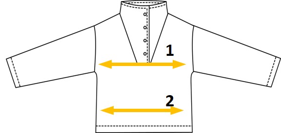 Patron Marina: mesures finies sweat bord côtes côté devant