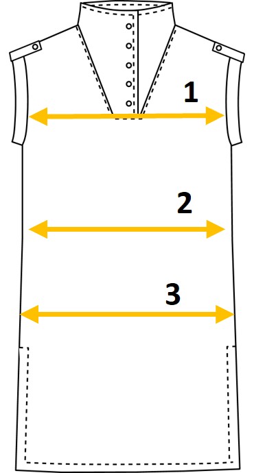 Patron Marina, sketch avec les mesures finies.