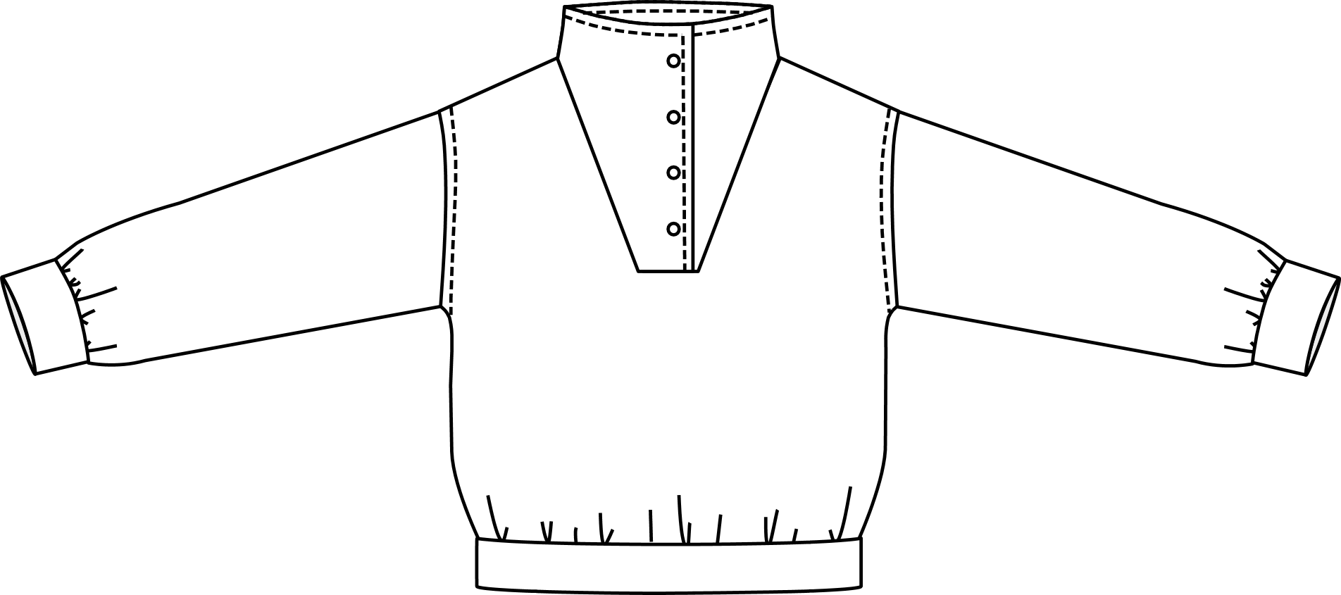 Sketch du patron marina avec des finitions en bord côtes