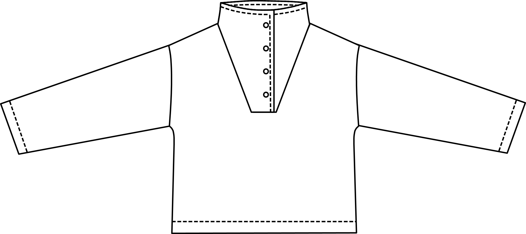 Sketch du patron marina avec des ourlets simples