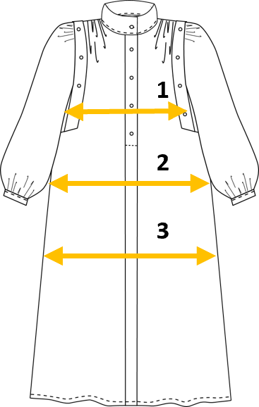Patron Karma, mesures finies des versions blouse et robes